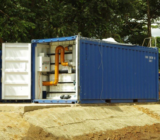 BioContainer mobilt renseanlæg i container på lokation