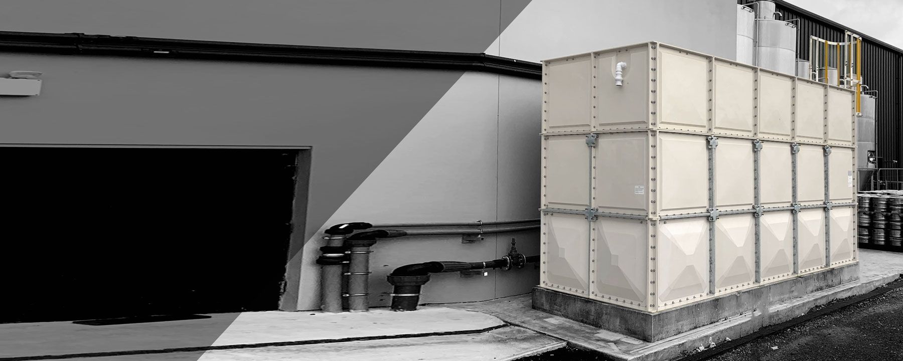 Færdigmonteret paneltank i GRP